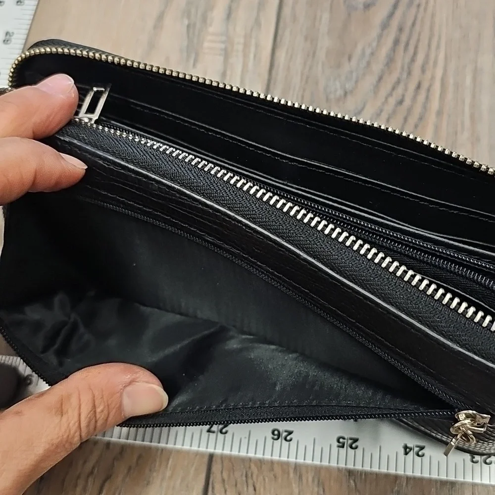 Guess, Vintage, Classic, Faux, Black Embossed, Wallet, Casual, Chic, Basic